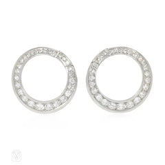 French Art Deco diamond hoop earrings