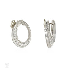 French Art Deco diamond hoop earrings
