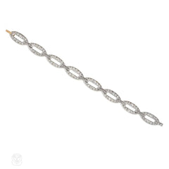 French Art Deco diamond oval link bracelet