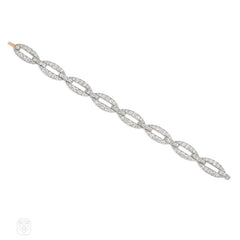 French Art Deco diamond oval link bracelet