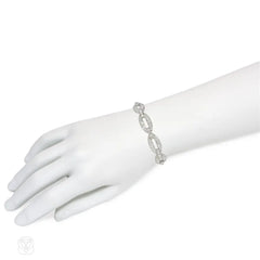 French Art Deco diamond oval link bracelet