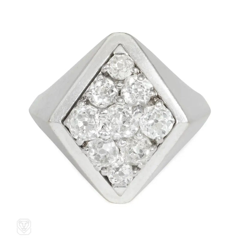 French Art Deco Diamond - Shaped Ring