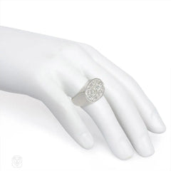 French Art Deco oval pavé diamond ring