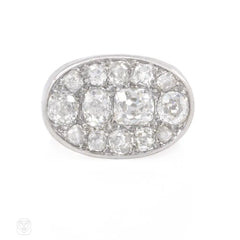 French Art Deco oval pavé diamond ring