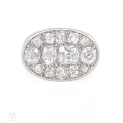 French Art Deco oval pavé diamond ring