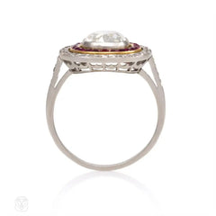 French Art Deco ruby and diamond ring