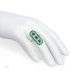 French Belle Epoque cabochon emerald and diamond ring