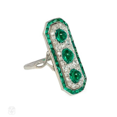 French Belle Epoque cabochon emerald and diamond ring