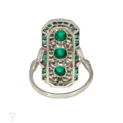 French Belle Epoque cabochon emerald and diamond ring