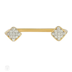 French diamond and gold square cuff bracelet
