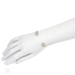 French diamond and gold square cuff bracelet