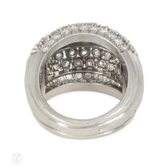 French export 1950s platinum and diamond bombé ring