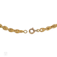 French gold tear drop link chain necklace