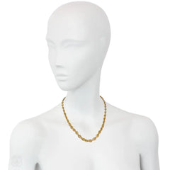 French gold tear drop link chain necklace