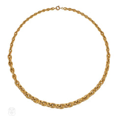 French gold tear drop link chain necklace