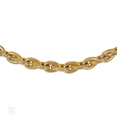 French gold tear drop link chain necklace