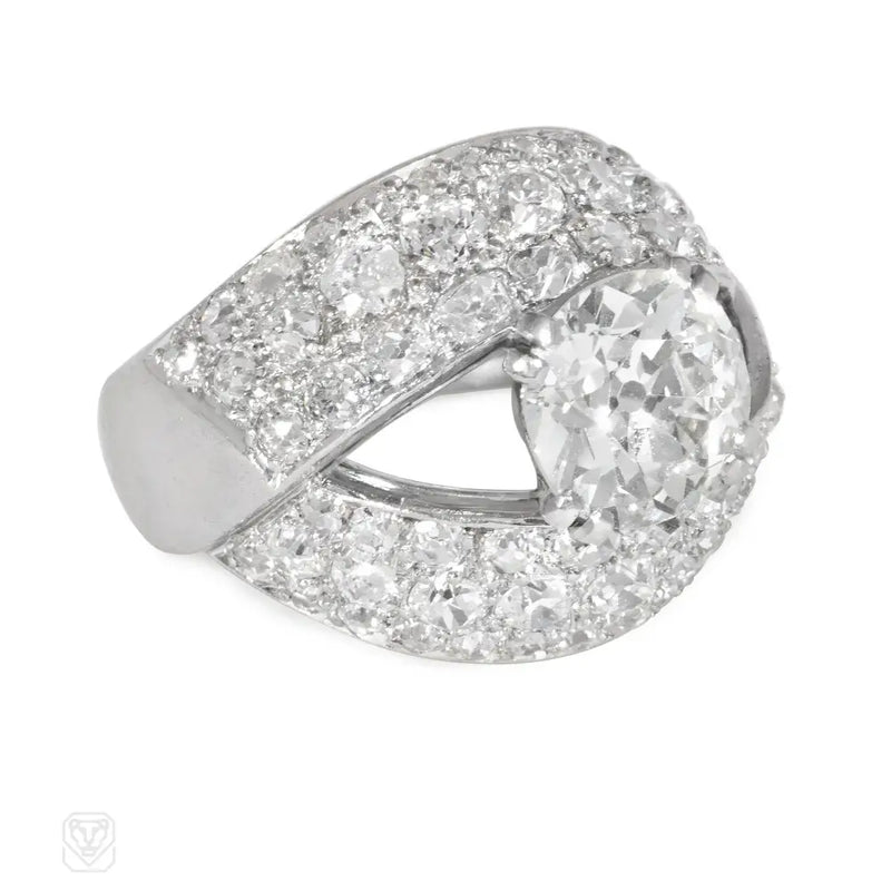 French Mid - Century Diamond Ring With Open Setting