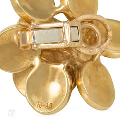 French Mid-Century gold and diamond cluster earrings