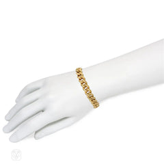 French Mid-Century gold, bevelled edge, curblink bracelet