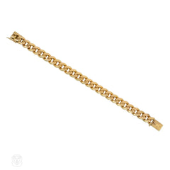 French Mid-Century gold, bevelled edge, curblink bracelet