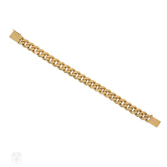 French Mid-Century gold, bevelled edge, curblink bracelet