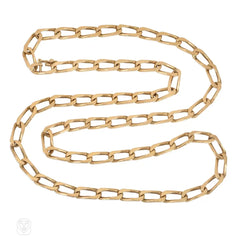 French mid-century pink gold curblink chain necklace