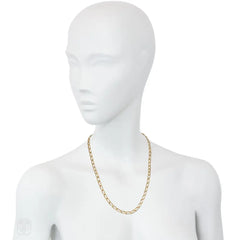 French mid-century pink gold curblink chain necklace