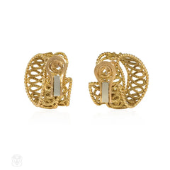 French Mid-Century scrolling gold earrings