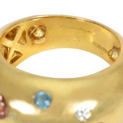 French multi-gem bombé ring