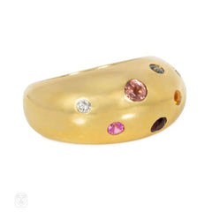 French multi-gem bombé ring