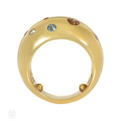French multi-gem bombé ring