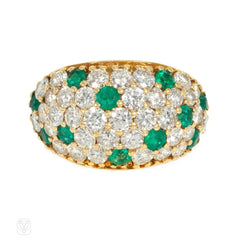 French polka-dot emerald and diamond ring