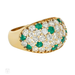 French polka-dot emerald and diamond ring