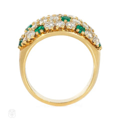 French polka-dot emerald and diamond ring