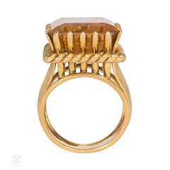 French Retro gold and citrine ropetwist cocktail ring