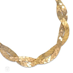 French Retro gold reversible necklace