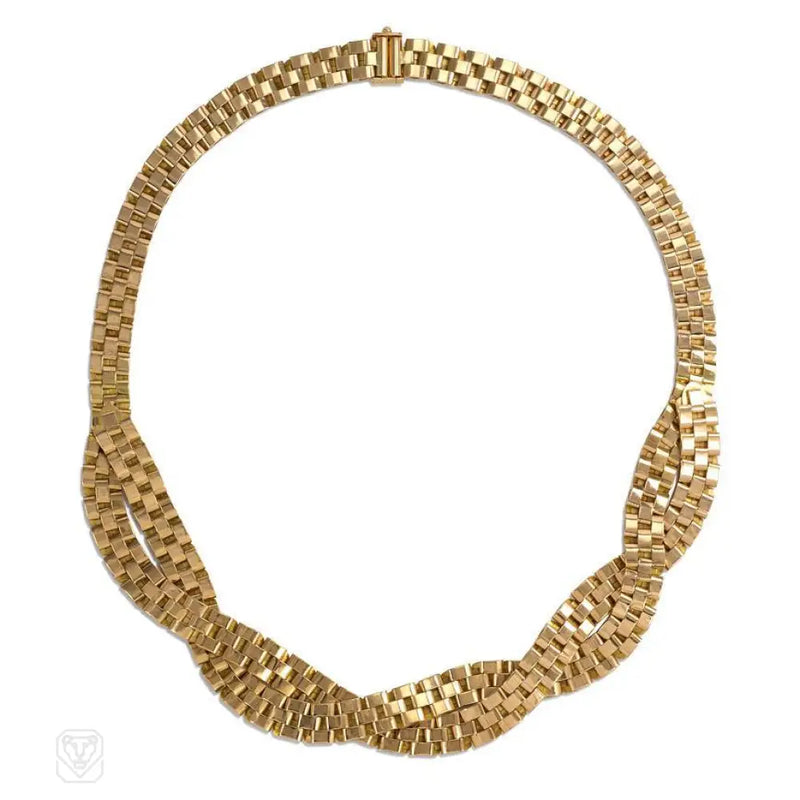 French Retro Gold Reversible Necklace