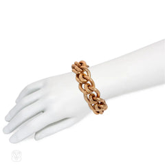 French Retro rose gold scroll link bracelet