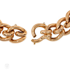 French Retro rose gold scroll link bracelet