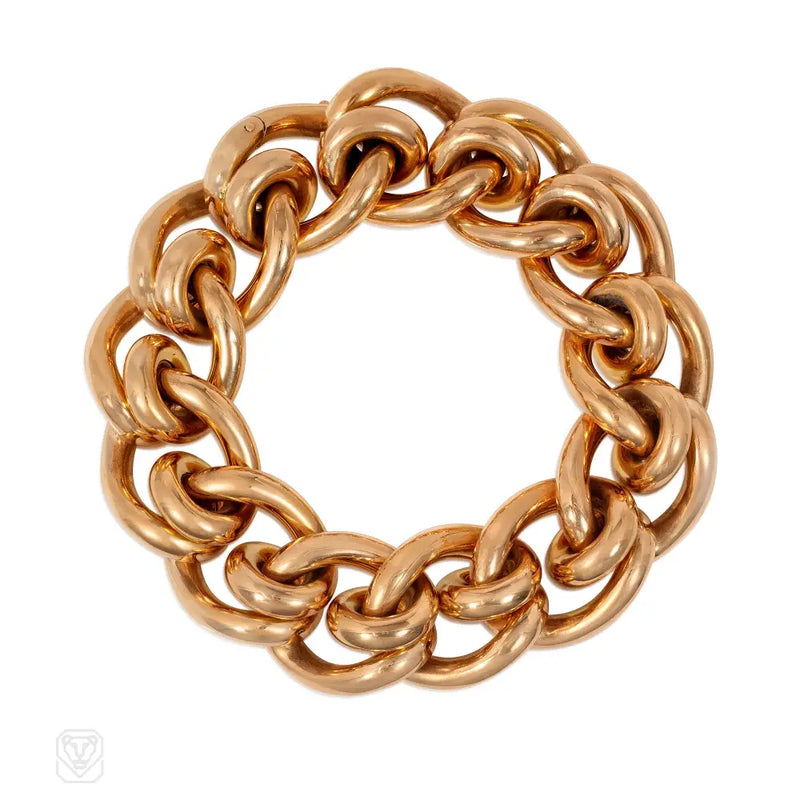 French Retro rose gold scroll link bracelet