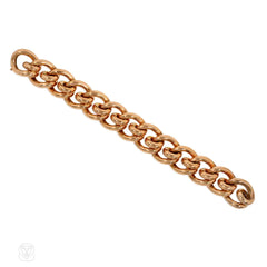 French Retro rose gold scroll link bracelet