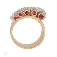 French Retro ruby and diamond ring