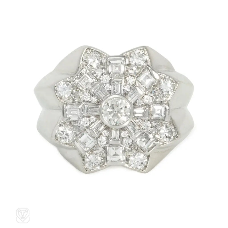 French Retro star-shaped diamond cocktail ring