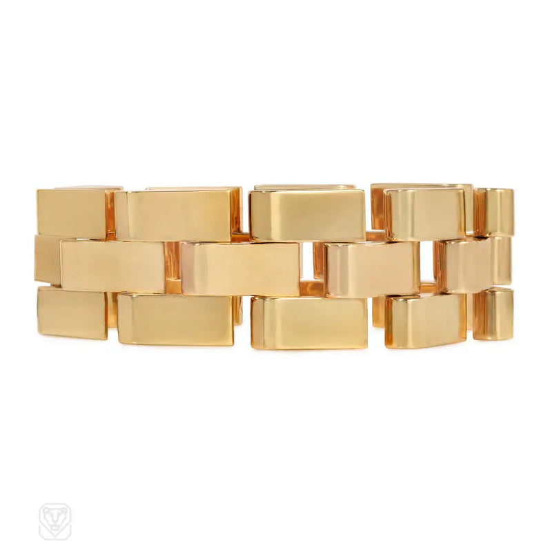 French Retro two-color gold escalator tank bracelet
