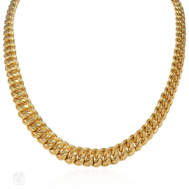 French reversible graduated gold necklace