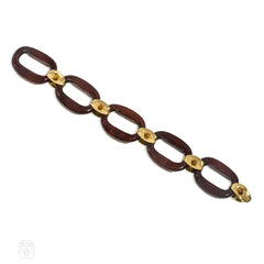 Gay Frères, France wood and gold link bracelet