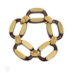 Gay Frères, France wood and gold link bracelet