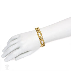 Georges L’Enfant for Fred, Paris textured gold and diamond curblink necklace/bracelet, France