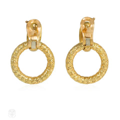 Georges Lenfant for Boucheron gold doorknocker hoop earrings