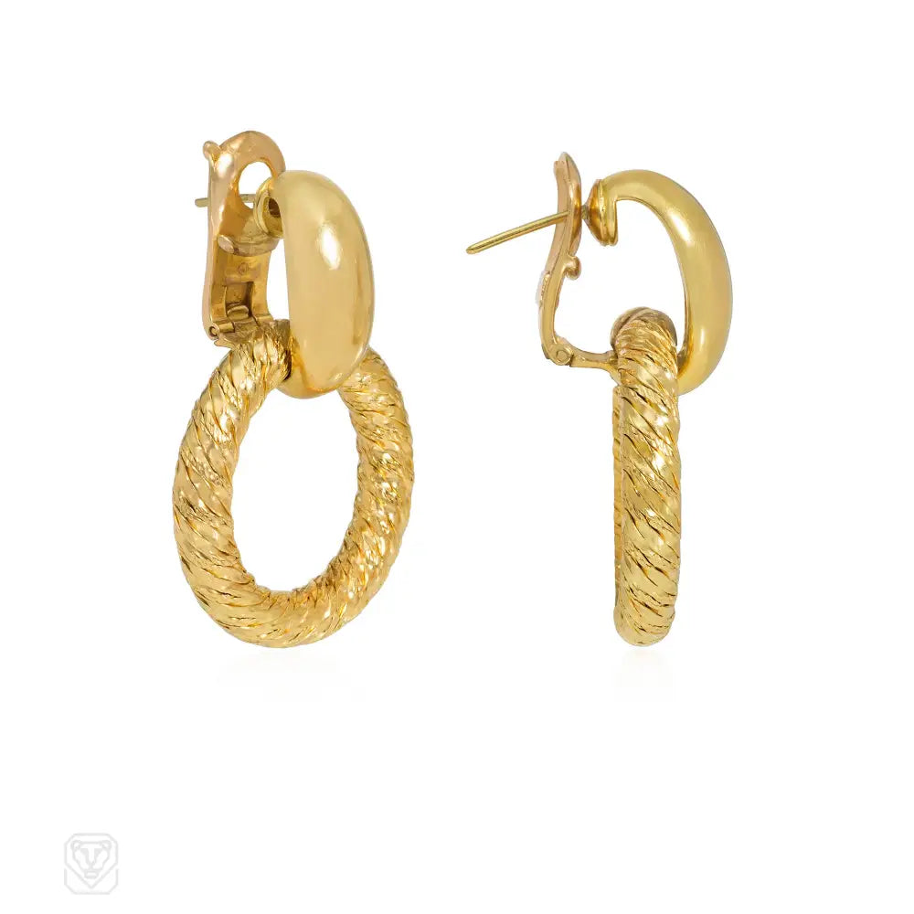 Georges Lenfant for Boucheron gold doorknocker hoop earrings Georges Lenfant for Boucheron gold doorknocker hoop earrings